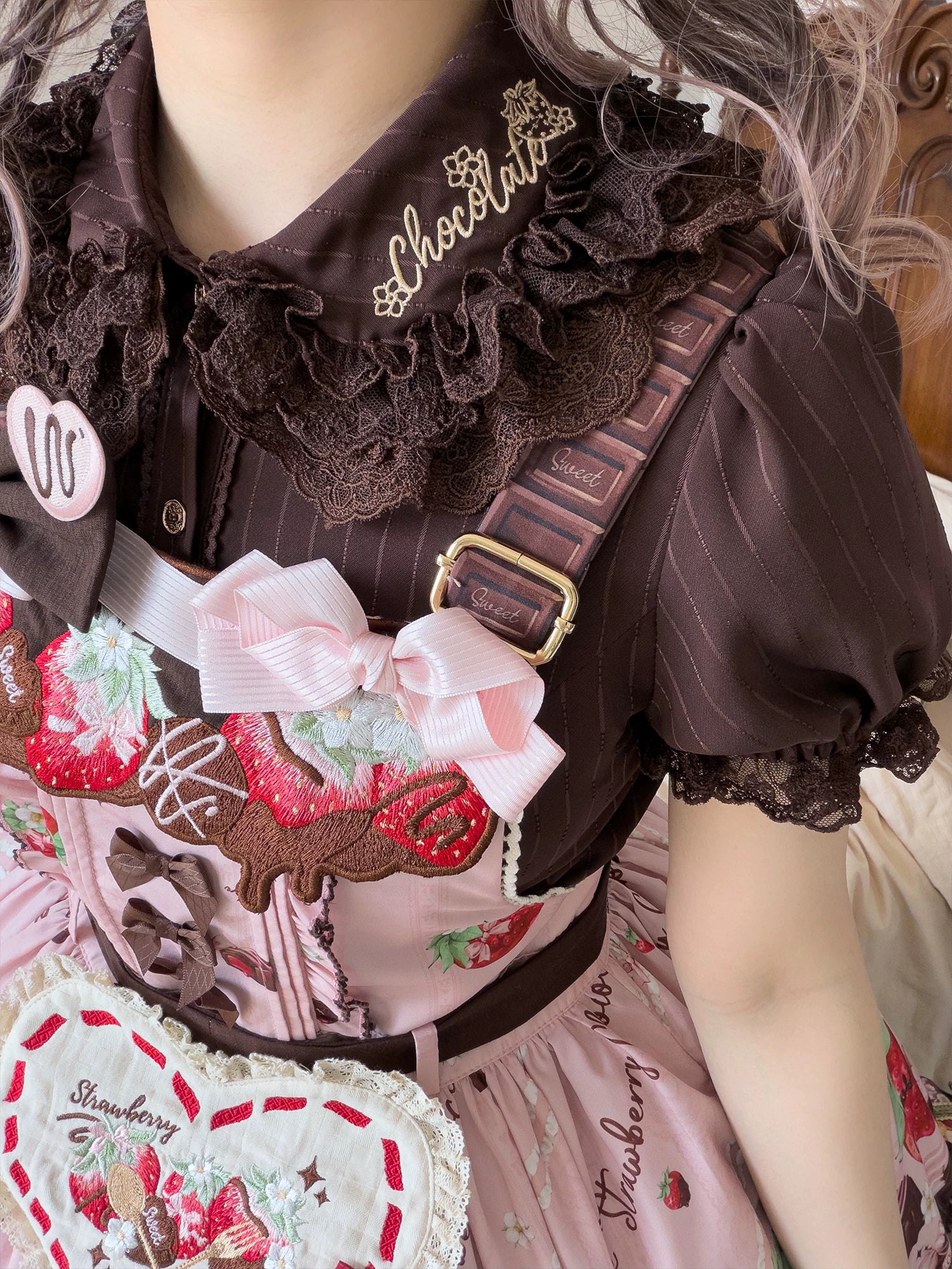 Strawberry Chocolate Lovers - Kawaii Lolita Embroidered Printed Dress - Image 42