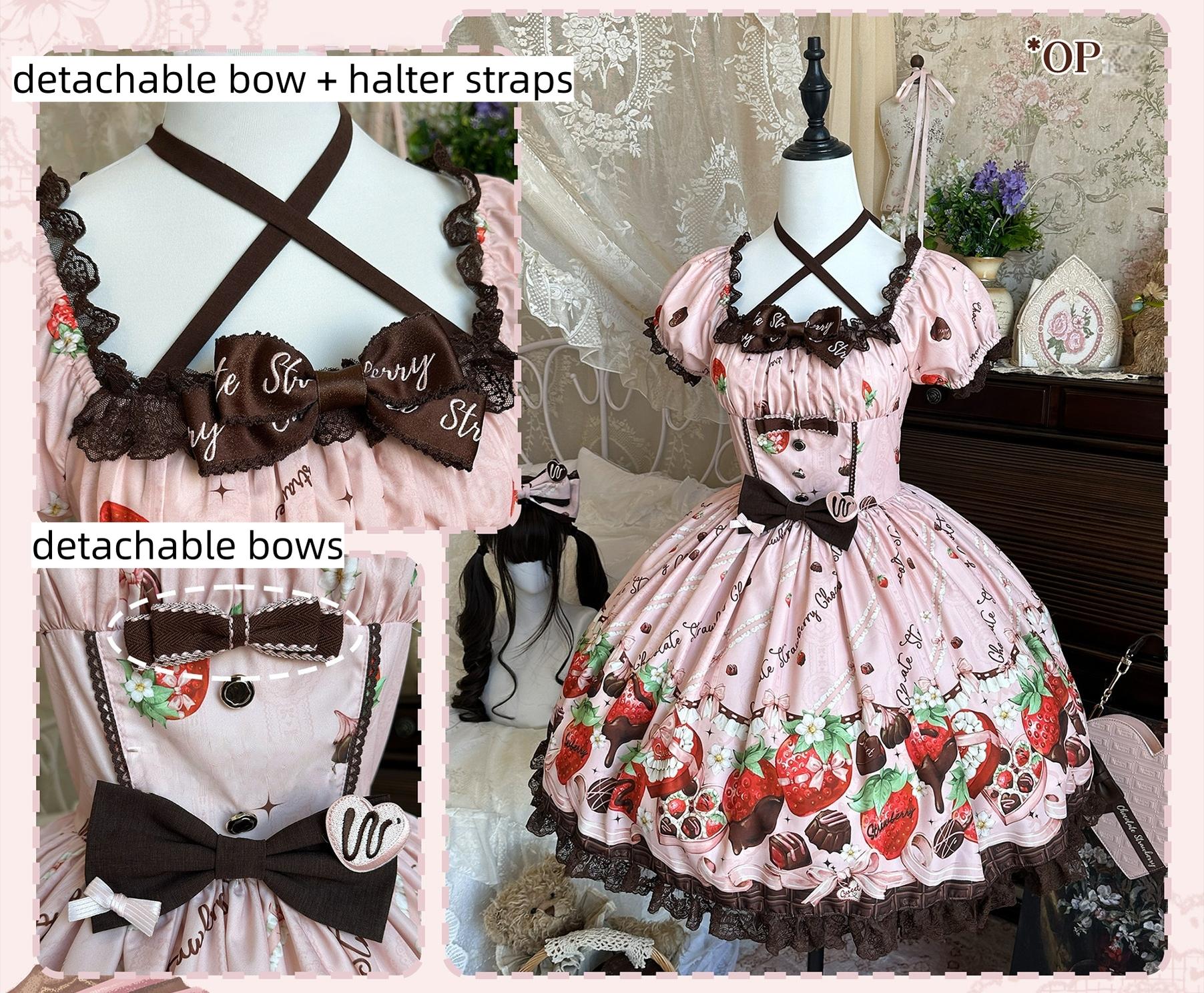 Strawberry Chocolate Lovers - Kawaii Lolita Embroidered Printed Dress - Image 7