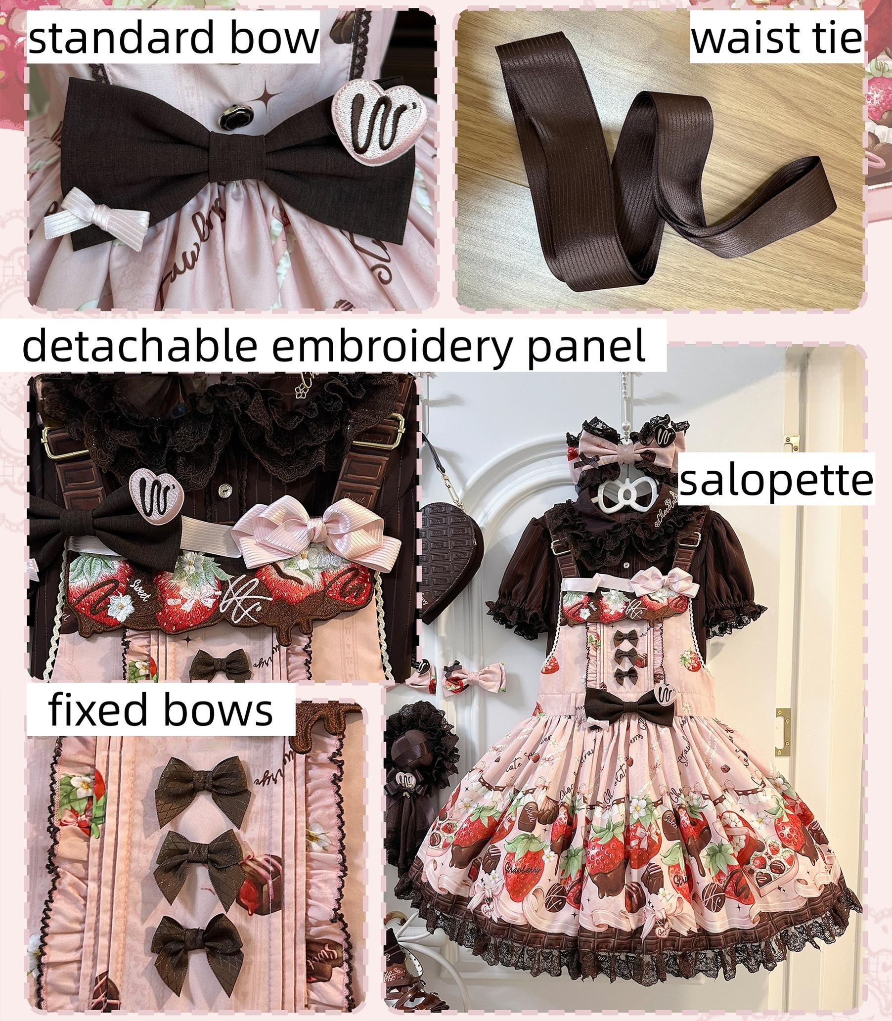 Strawberry Chocolate Lovers - Kawaii Lolita Embroidered Printed Dress - Image 8