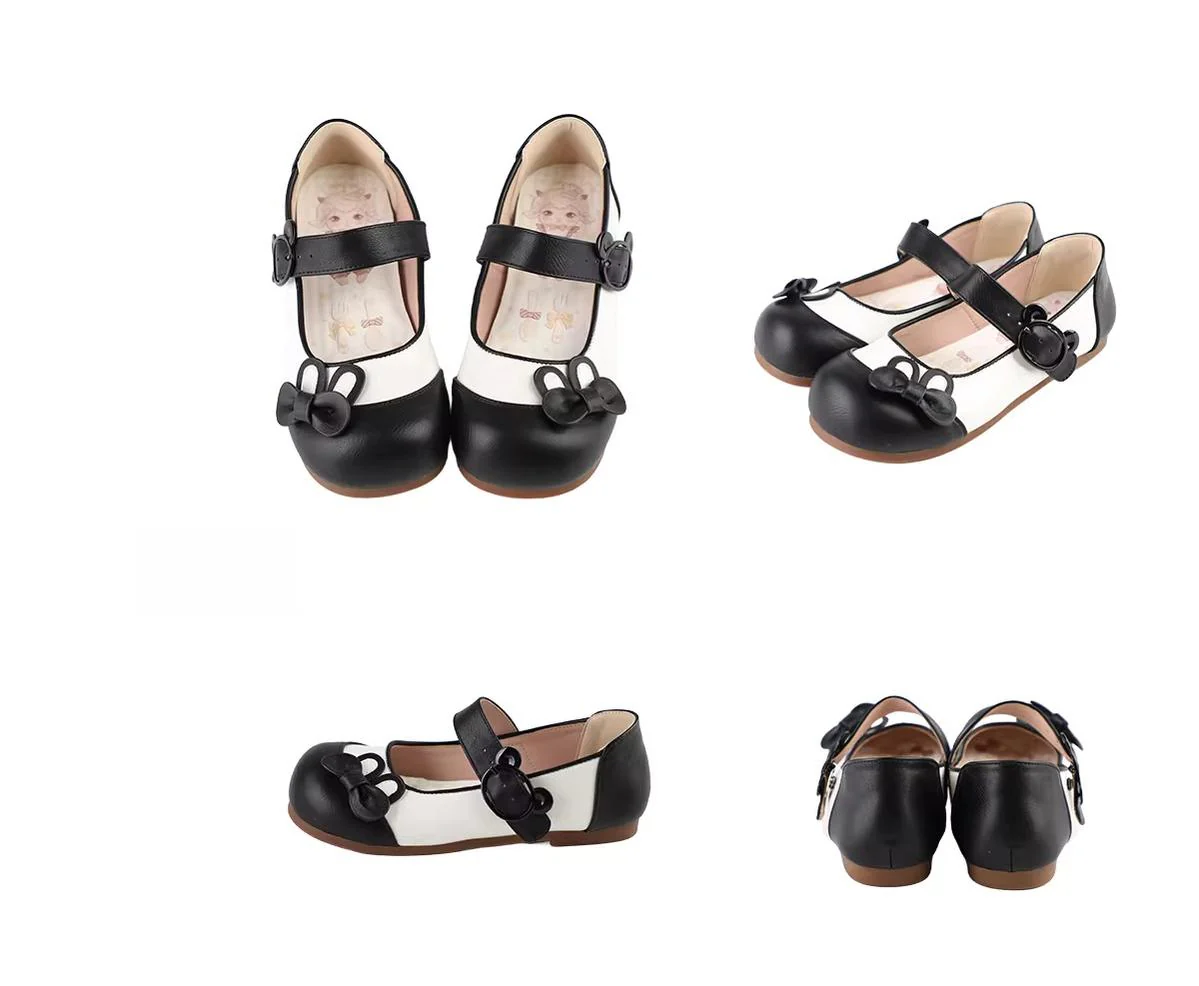 Bunny Milk Candy - Kawaii Lolita Flat Shoes, 3D Bunny Ear Bow - Image 17