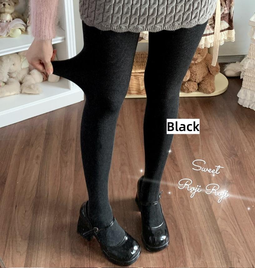 Kawaii Lolita Fleece-Lined Tights, Multiple Colors - Image 10