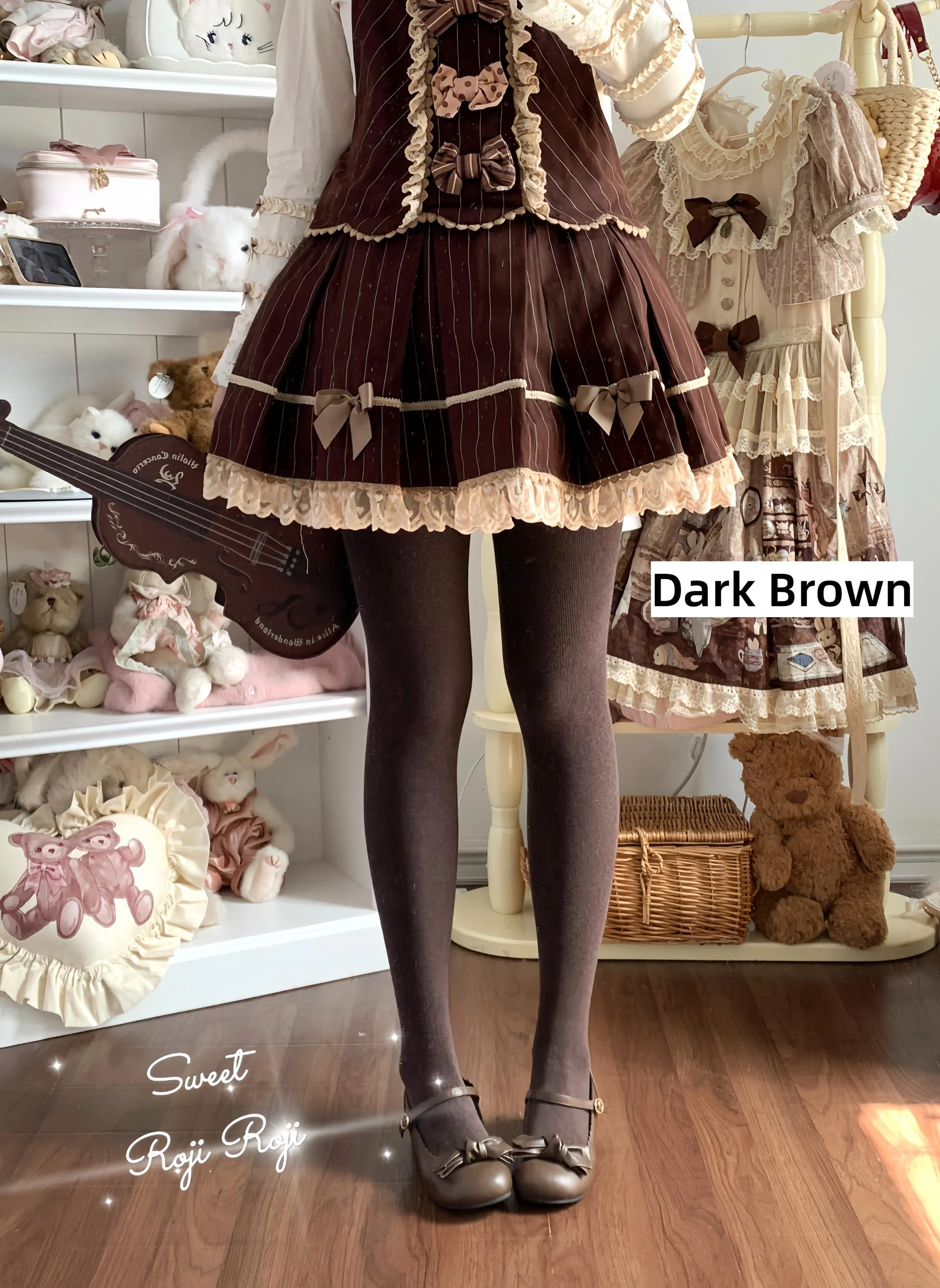 Kawaii Lolita Fleece-Lined Tights, Multiple Colors - Image 2