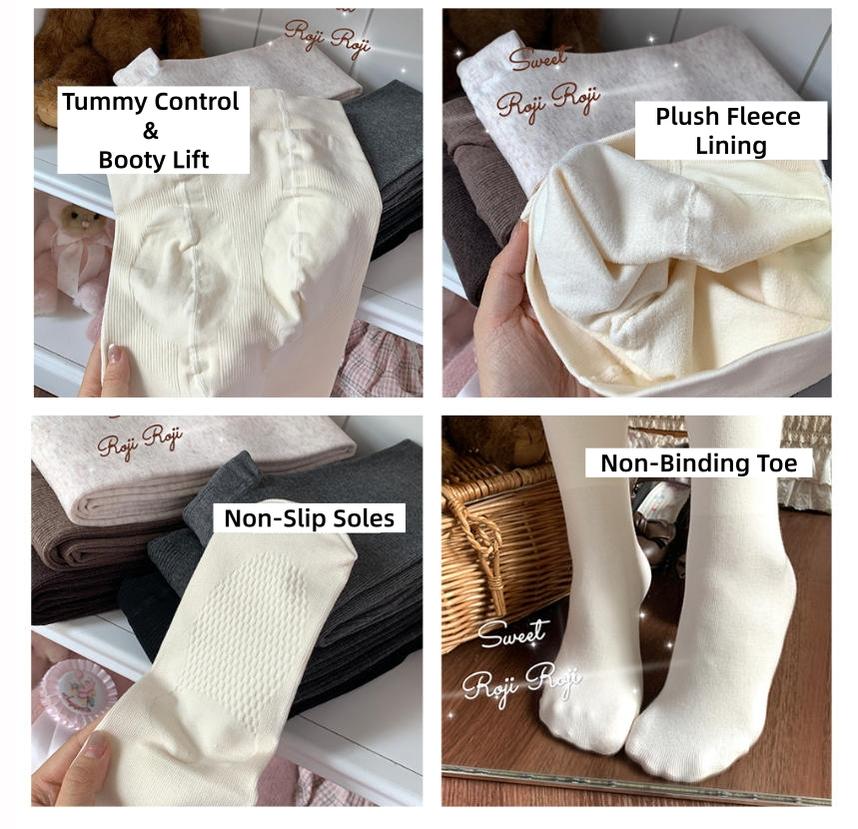 Kawaii Lolita Fleece-Lined Tights, Multiple Colors - Image 4