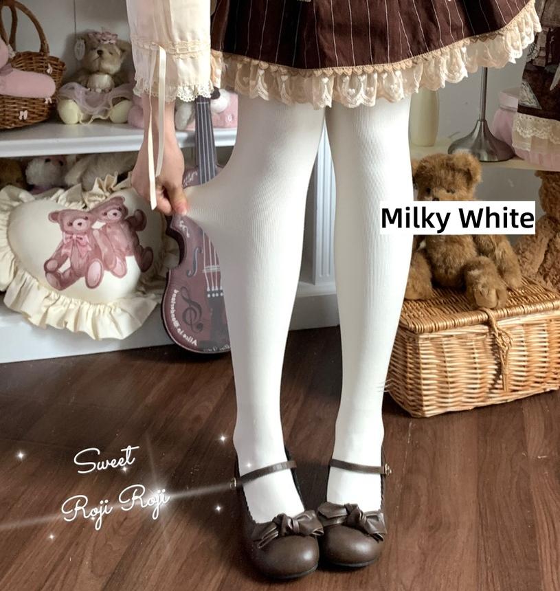 Kawaii Lolita Fleece-Lined Tights, Multiple Colors - Image 5