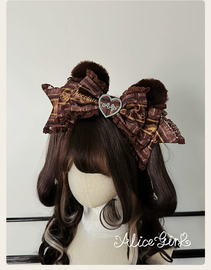 Alice Girl - Bear Chocolate Bar - Kawaii Lolita Headdress Set - Image 21
