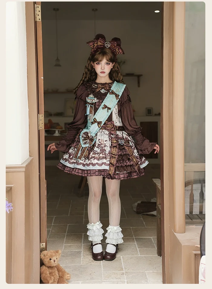 Alice Girl - Bear Chocolate Bar - Kawaii Lolita JSK & Salopette Dress - Image 10