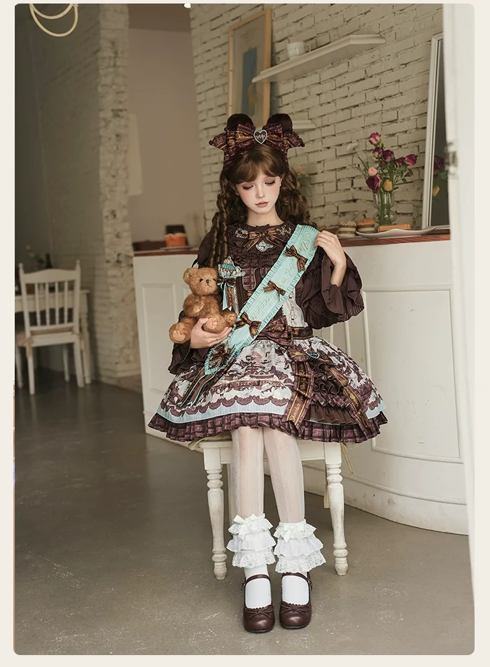 Alice Girl - Bear Chocolate Bar - Kawaii Lolita JSK & Salopette Dress - Image 11