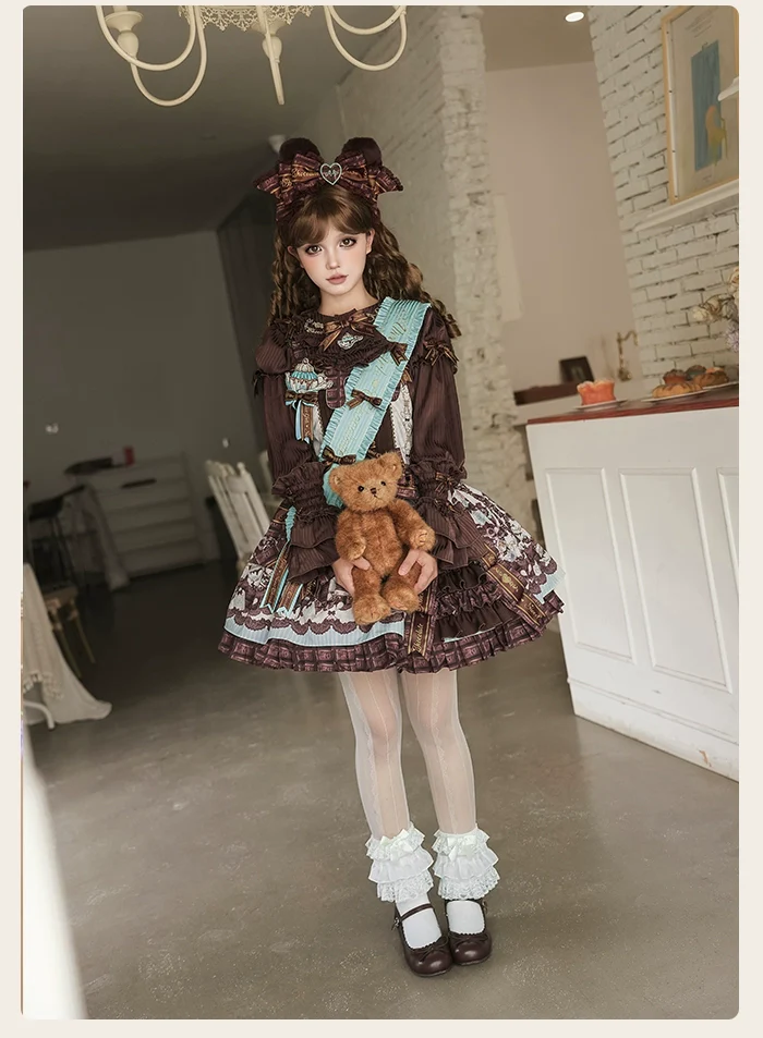 Alice Girl - Bear Chocolate Bar - Kawaii Lolita JSK & Salopette Dress - Image 12