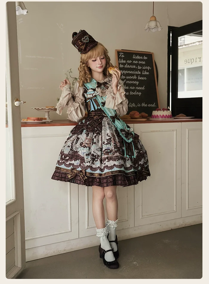 Alice Girl - Bear Chocolate Bar - Kawaii Lolita JSK & Salopette Dress - Image 14