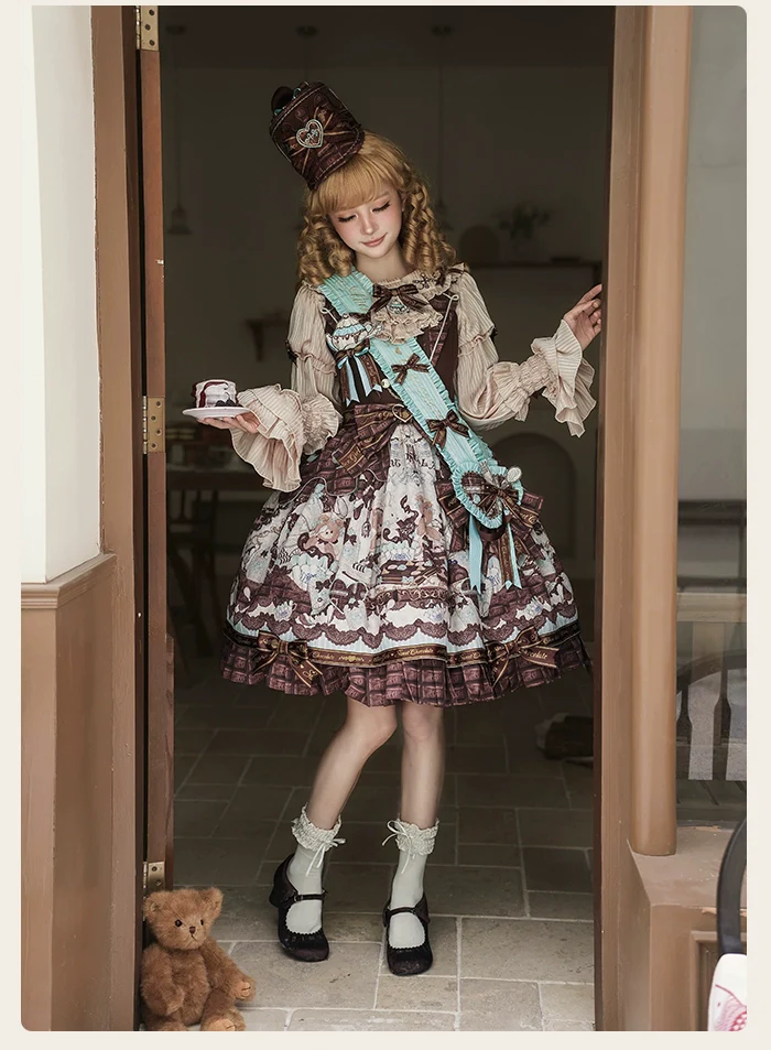 Alice Girl - Bear Chocolate Bar - Kawaii Lolita JSK & Salopette Dress - Image 15