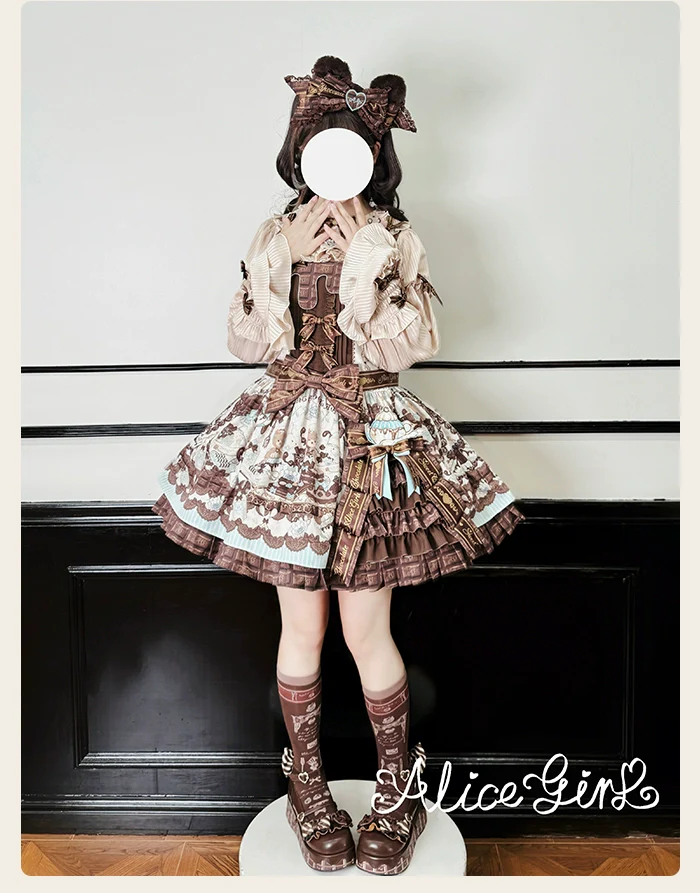 Alice Girl - Bear Chocolate Bar - Kawaii Lolita JSK & Salopette Dress - Image 16
