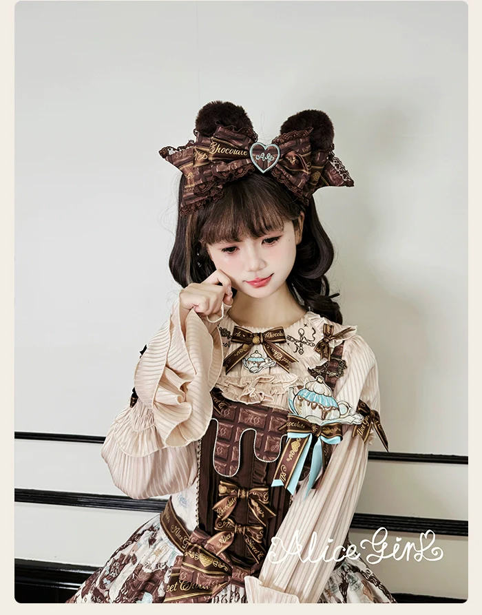 Alice Girl - Bear Chocolate Bar - Kawaii Lolita JSK & Salopette Dress - Image 17