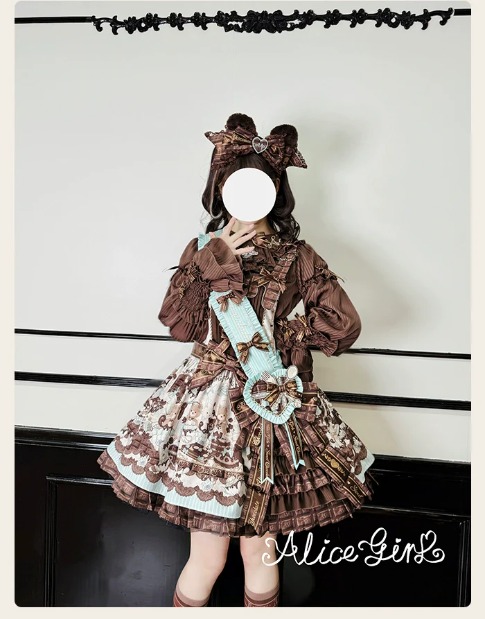 Alice Girl - Bear Chocolate Bar - Kawaii Lolita JSK & Salopette Dress - Image 18