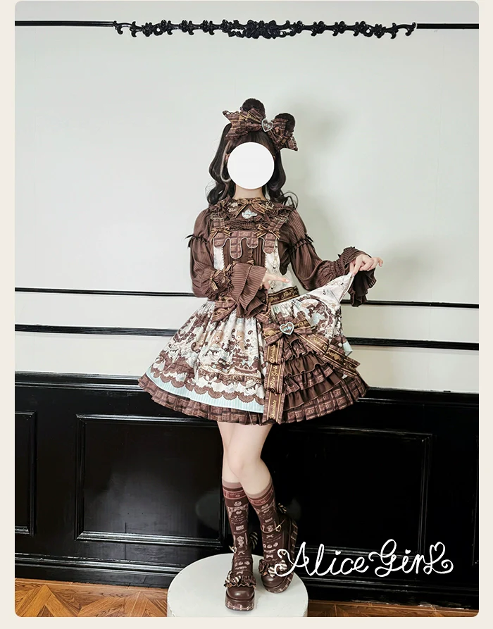 Alice Girl - Bear Chocolate Bar - Kawaii Lolita JSK & Salopette Dress - Image 19
