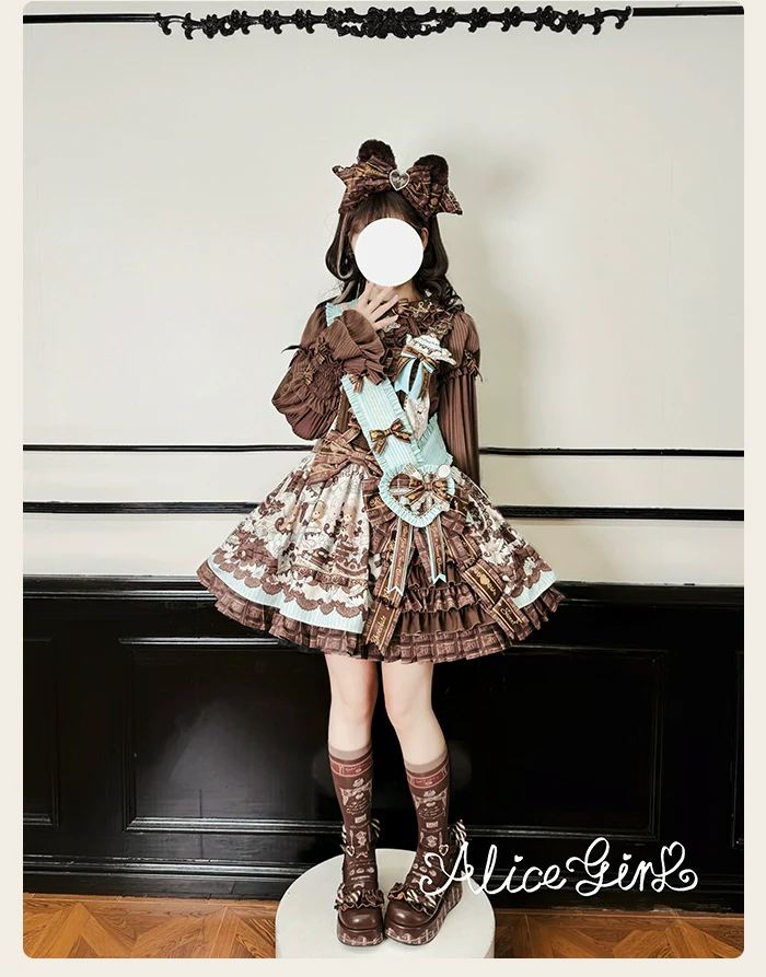 Alice Girl - Bear Chocolate Bar - Kawaii Lolita JSK & Salopette Dress - Image 20