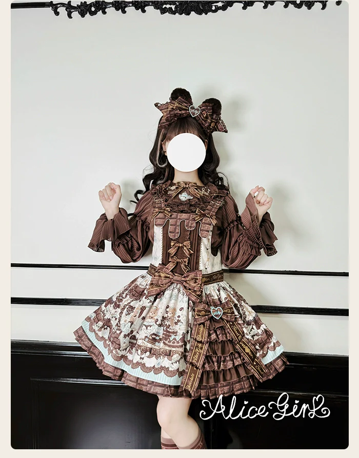 Alice Girl - Bear Chocolate Bar - Kawaii Lolita JSK & Salopette Dress - Image 21