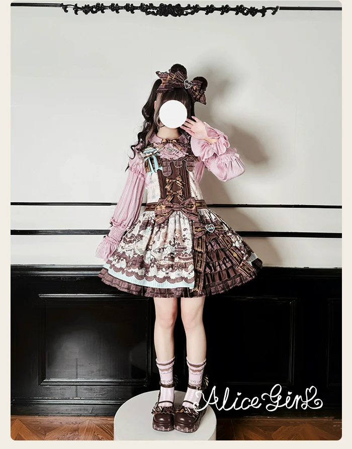 Alice Girl - Bear Chocolate Bar - Kawaii Lolita JSK & Salopette Dress - Image 23