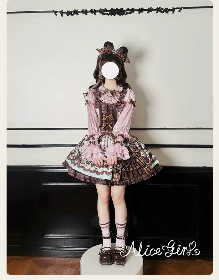 Alice Girl - Bear Chocolate Bar - Kawaii Lolita JSK & Salopette Dress - Image 25