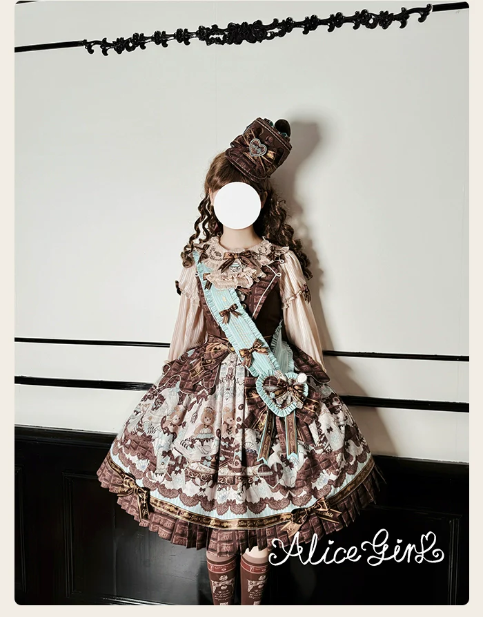 Alice Girl - Bear Chocolate Bar - Kawaii Lolita JSK & Salopette Dress - Image 27