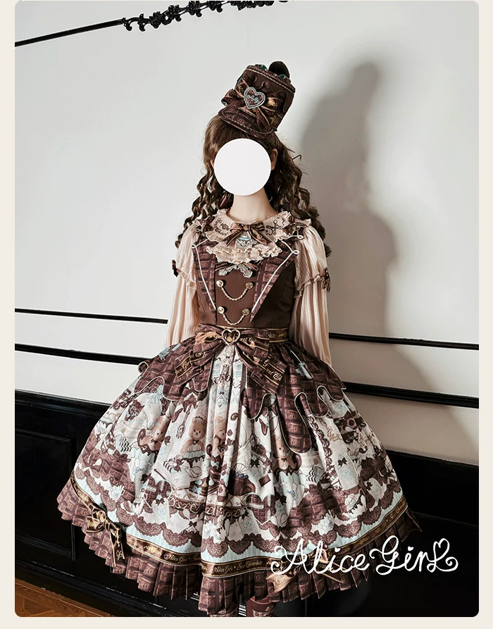 Alice Girl - Bear Chocolate Bar - Kawaii Lolita JSK & Salopette Dress - Image 30