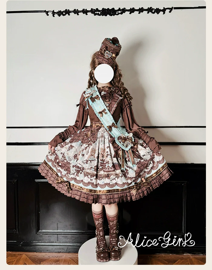 Alice Girl - Bear Chocolate Bar - Kawaii Lolita JSK & Salopette Dress - Image 32