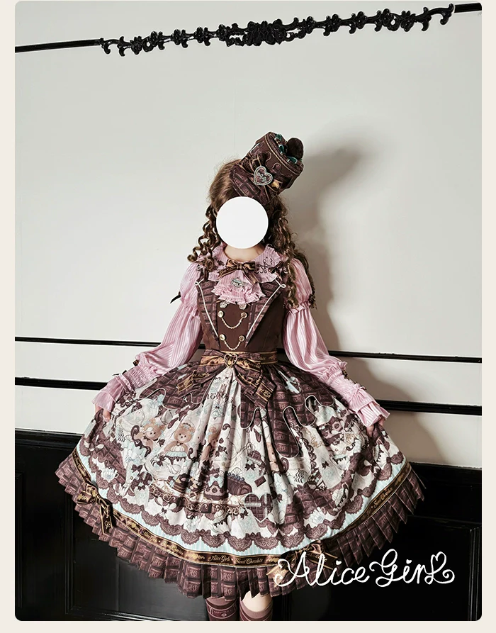 Alice Girl - Bear Chocolate Bar - Kawaii Lolita JSK & Salopette Dress - Image 34