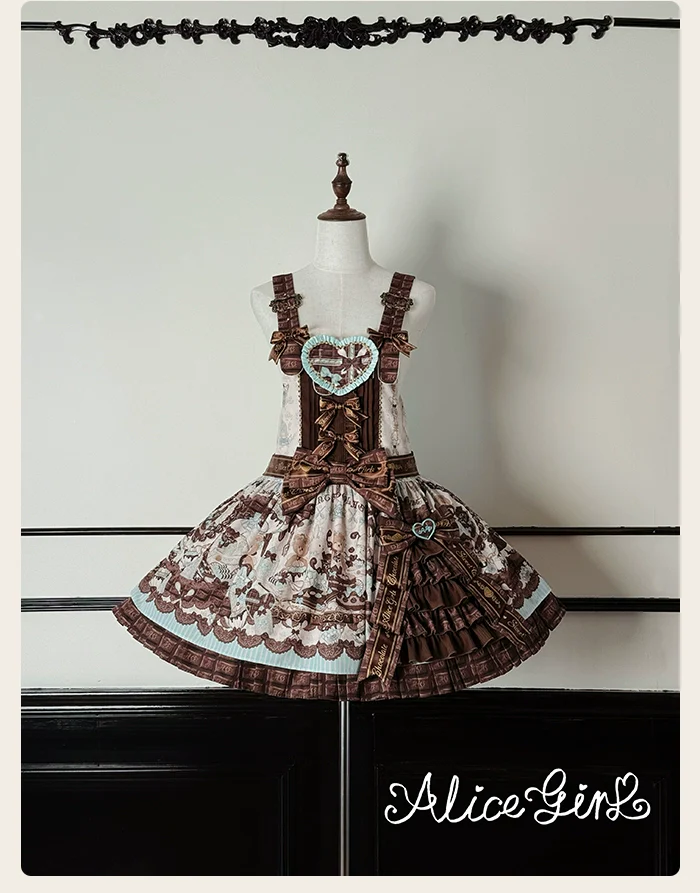Alice Girl - Bear Chocolate Bar - Kawaii Lolita JSK & Salopette Dress - Image 36