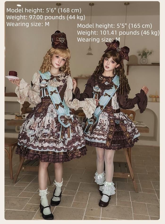 Alice Girl - Bear Chocolate Bar - Kawaii Lolita JSK & Salopette Dress - Image 4