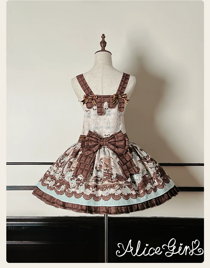 Alice Girl - Bear Chocolate Bar - Kawaii Lolita JSK & Salopette Dress - Image 43