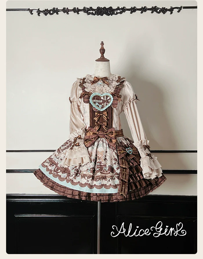 Alice Girl - Bear Chocolate Bar - Kawaii Lolita JSK & Salopette Dress - Image 44