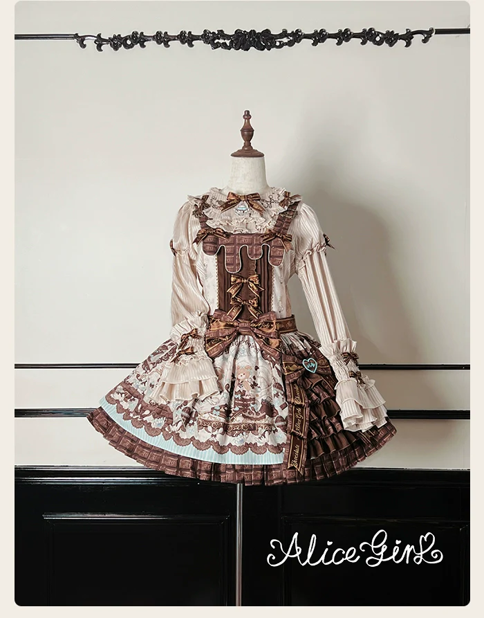 Alice Girl - Bear Chocolate Bar - Kawaii Lolita JSK & Salopette Dress - Image 45