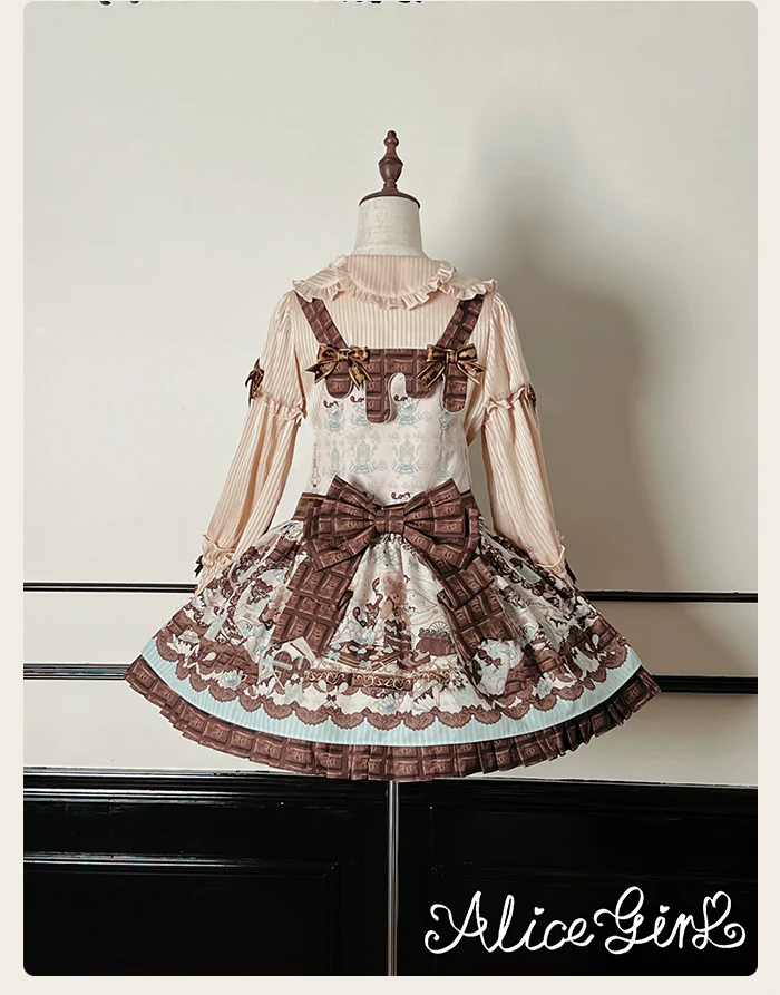Alice Girl - Bear Chocolate Bar - Kawaii Lolita JSK & Salopette Dress - Image 46