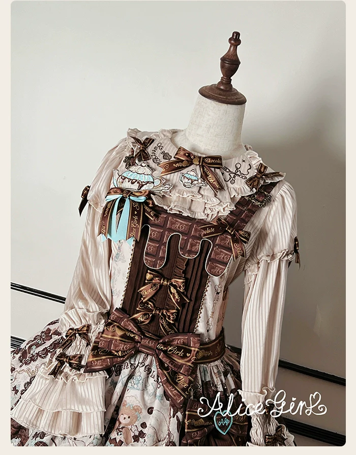 Alice Girl - Bear Chocolate Bar - Kawaii Lolita JSK & Salopette Dress - Image 47