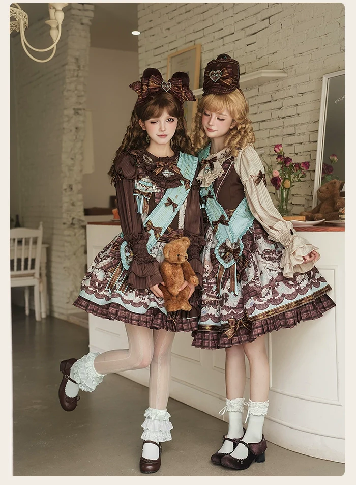 Alice Girl - Bear Chocolate Bar - Kawaii Lolita JSK & Salopette Dress - Image 5