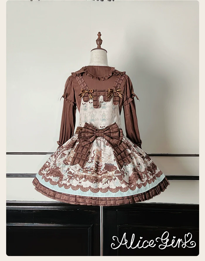 Alice Girl - Bear Chocolate Bar - Kawaii Lolita JSK & Salopette Dress - Image 50