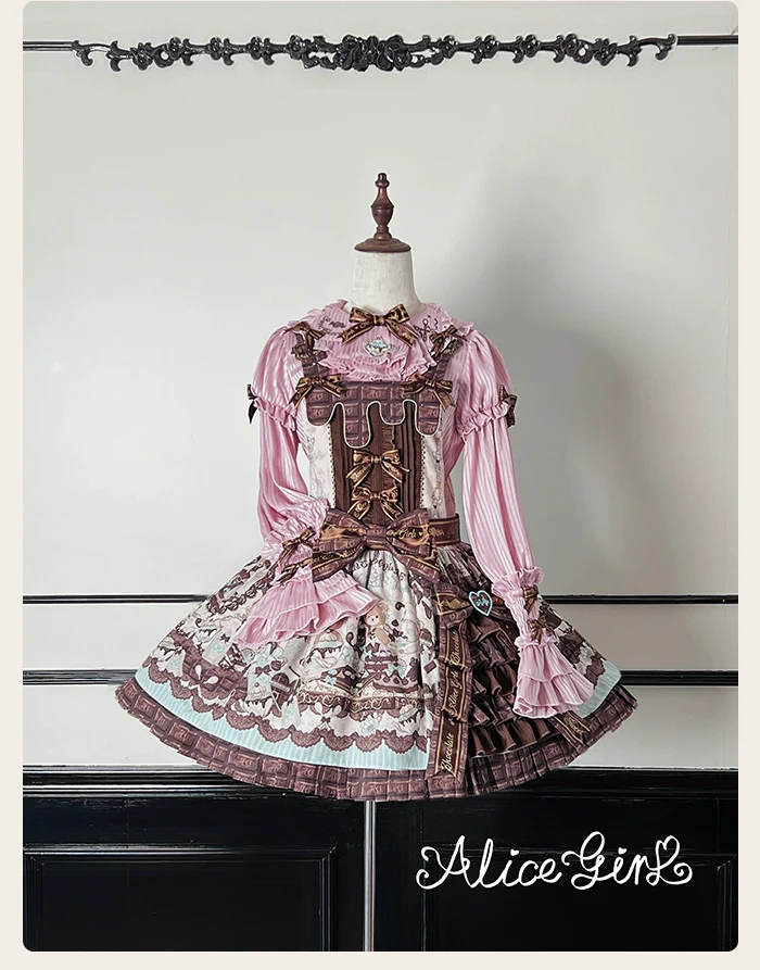 Alice Girl - Bear Chocolate Bar - Kawaii Lolita JSK & Salopette Dress - Image 51