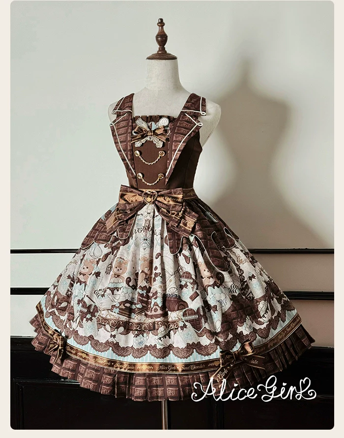 Alice Girl - Bear Chocolate Bar - Kawaii Lolita JSK & Salopette Dress - Image 54