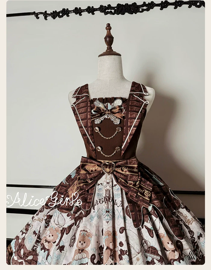 Alice Girl - Bear Chocolate Bar - Kawaii Lolita JSK & Salopette Dress - Image 56