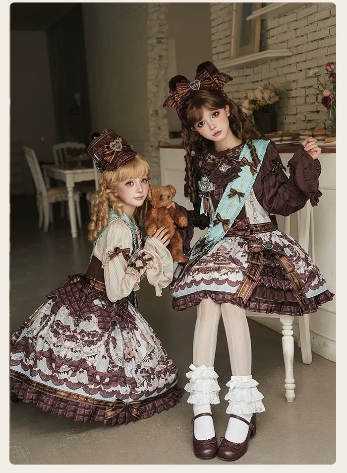 Alice Girl - Bear Chocolate Bar - Kawaii Lolita JSK & Salopette Dress - Image 6