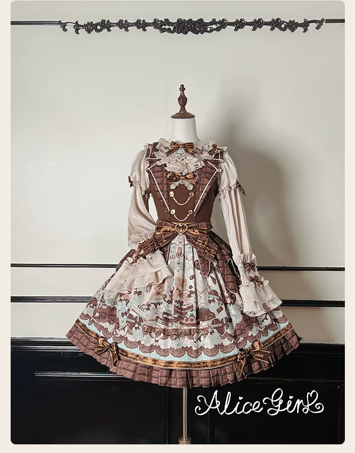 Alice Girl - Bear Chocolate Bar - Kawaii Lolita JSK & Salopette Dress - Image 60
