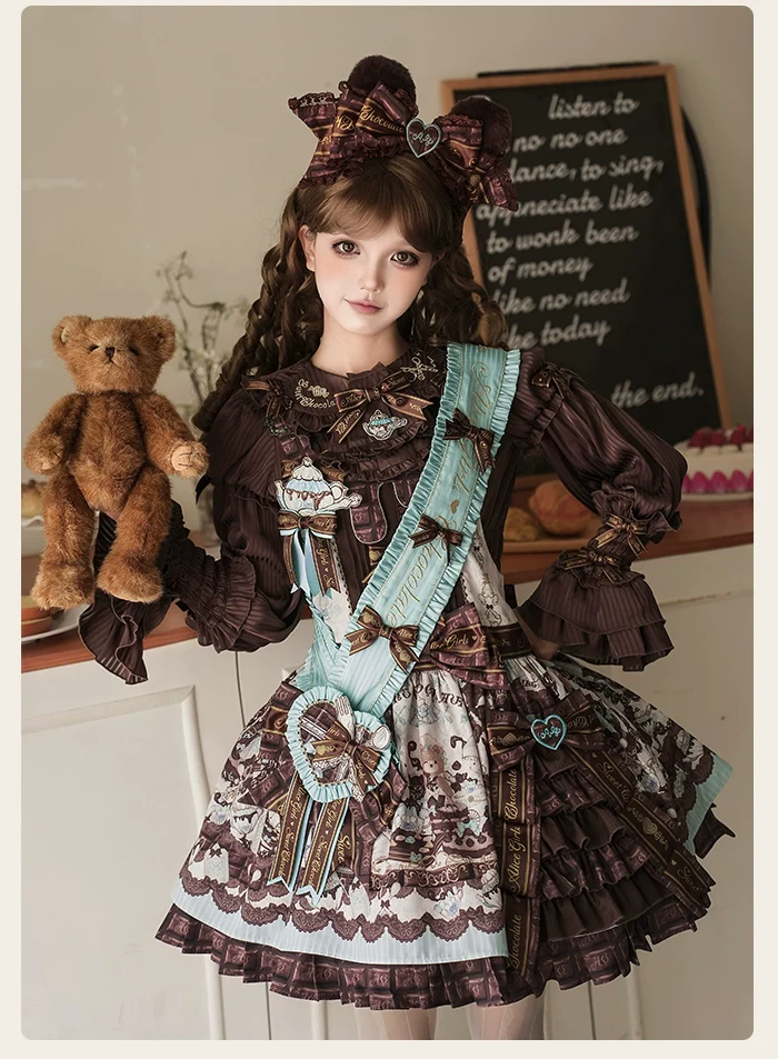 Alice Girl - Bear Chocolate Bar - Kawaii Lolita JSK & Salopette Dress - Image 8