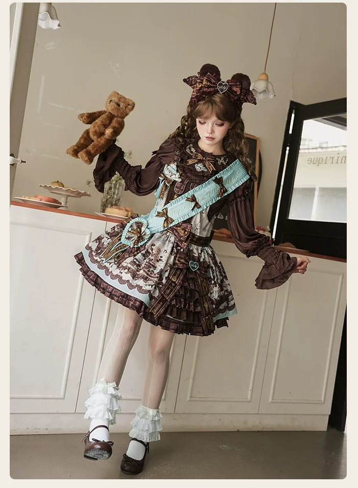 Alice Girl - Bear Chocolate Bar - Kawaii Lolita JSK & Salopette Dress - Image 9