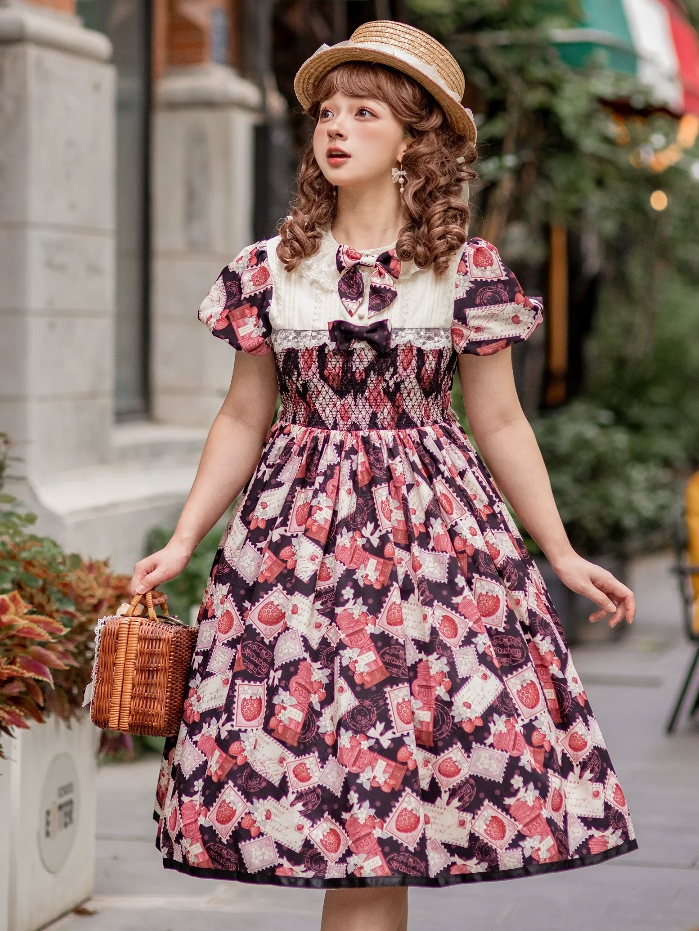 Kawaii Lolita OP Dress, Strawberry Print - Image 21
