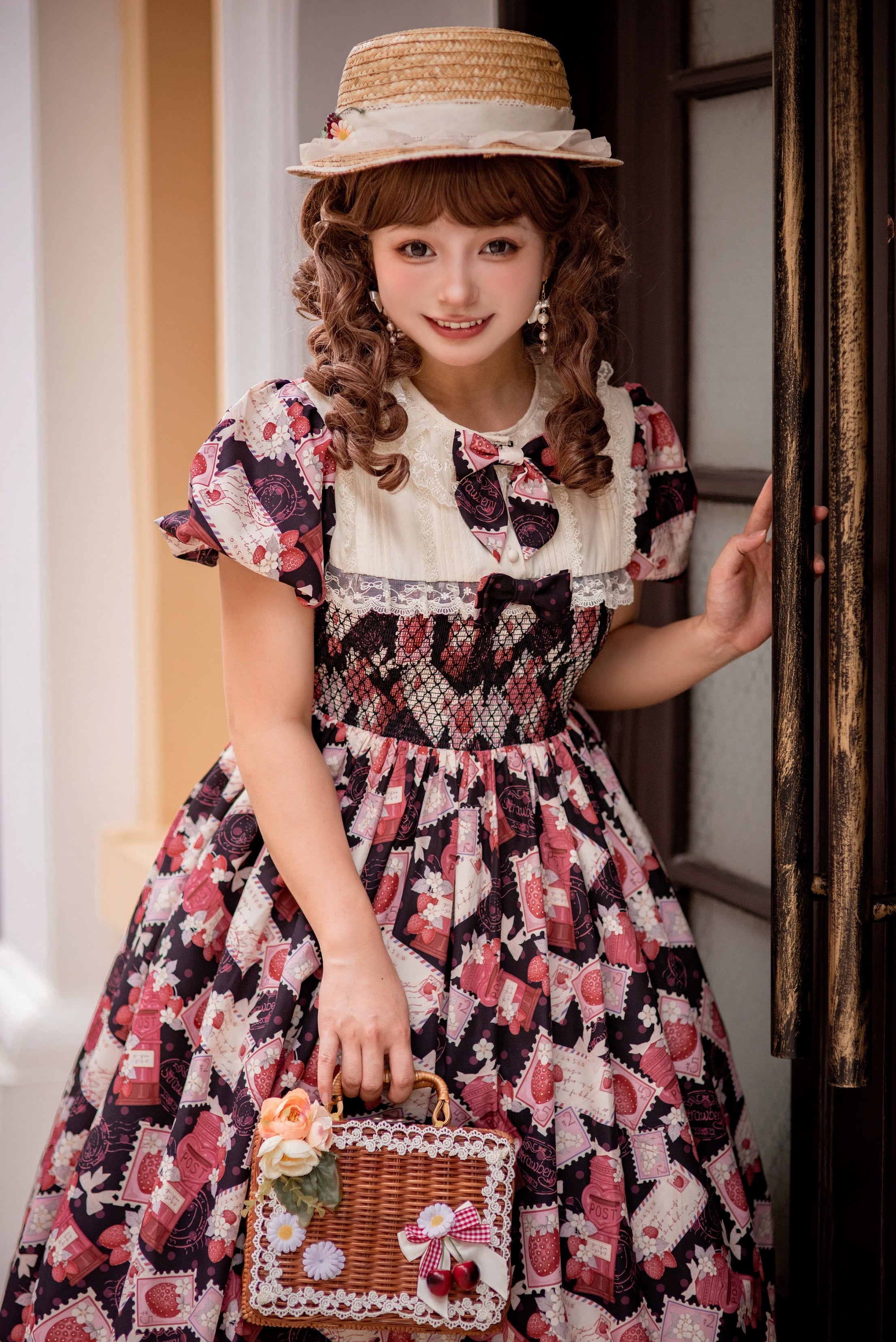 Kawaii Lolita OP Dress, Strawberry Print - Image 22