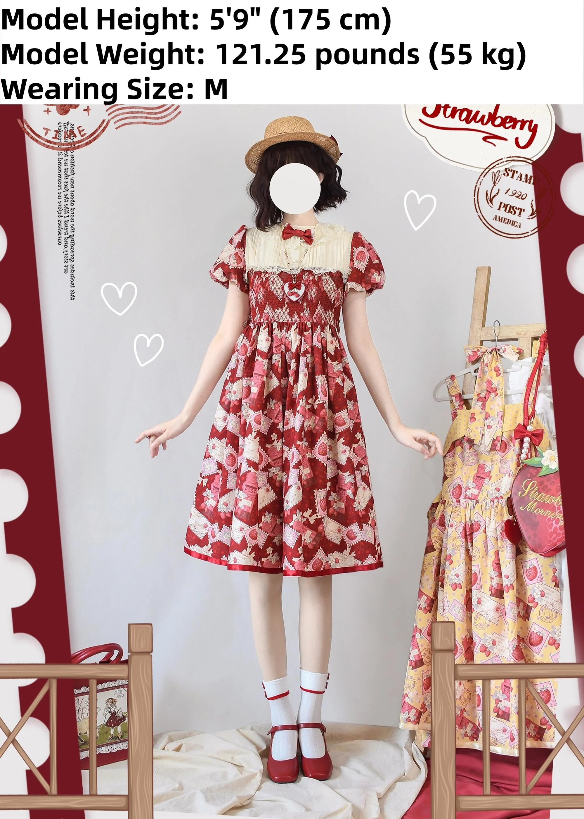Kawaii Lolita OP Dress, Strawberry Print - Image 24