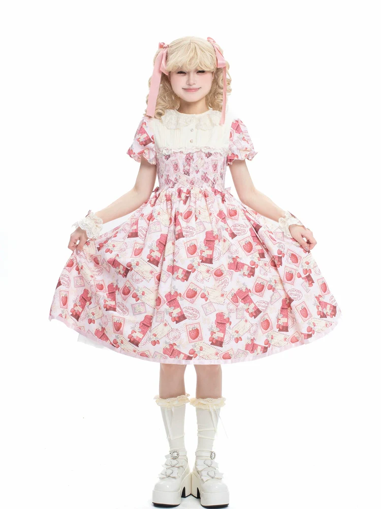Kawaii Lolita OP Dress, Strawberry Print - Image 7