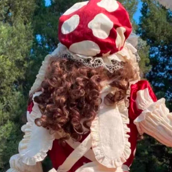 Mushroom - Kawaii Lolita OP Dress with Apron and Detachable Sleeves - Image 19