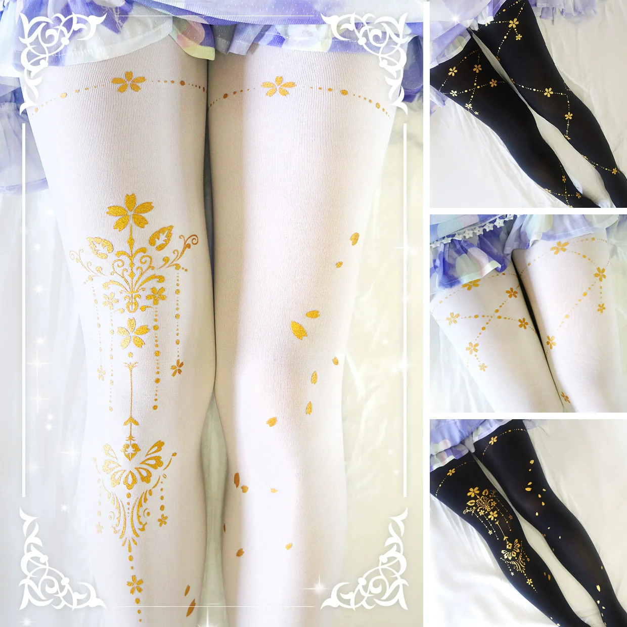Wulala Mew - Kawaii Lolita Pantyhose Cute Print Lolita Stockings - Image 6