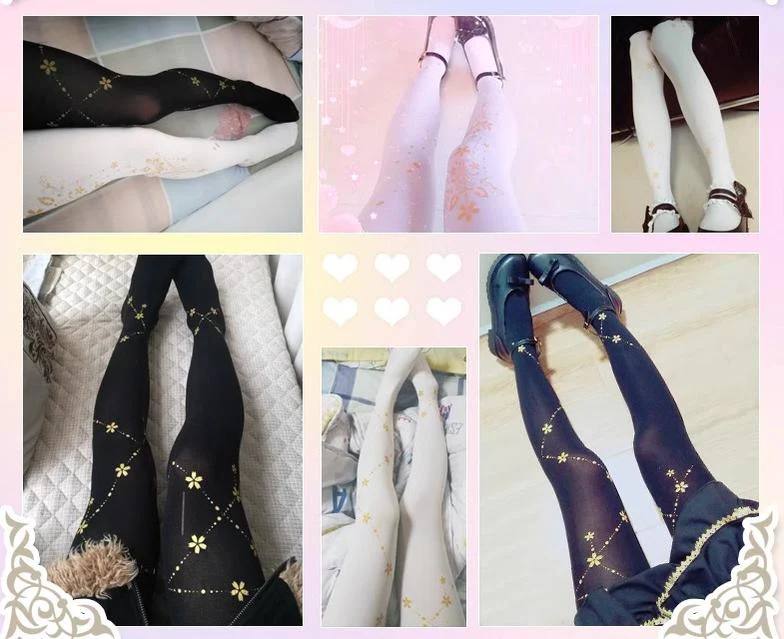 Wulala Mew - Kawaii Lolita Pantyhose Cute Print Lolita Stockings - Image 7