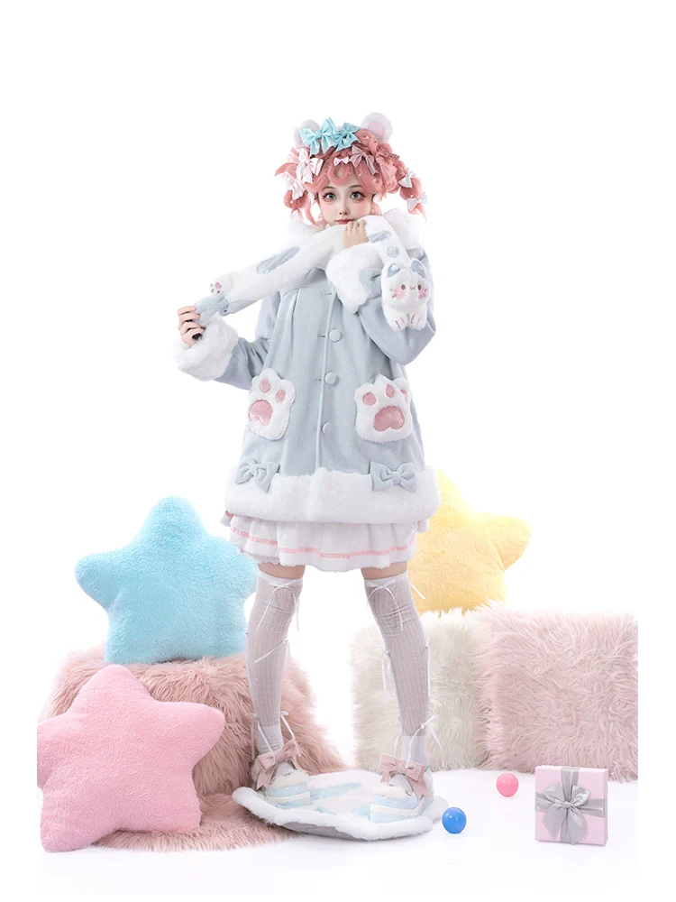 Calico Cat - Kawaii Lolita Plush Coat Lovely Warm Winter Coat - Image 21